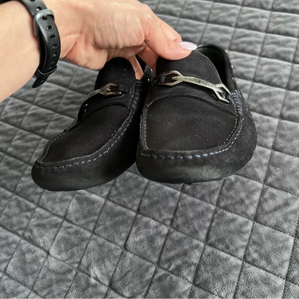 HUGO BOSS Penny Loafers Men 7 Shoes Black Suede